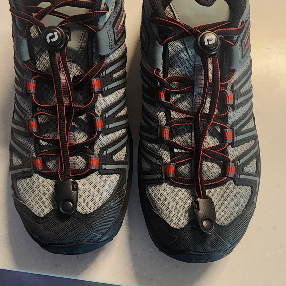 Salomon Trail Shoes - Black and Gray with Red Accents
